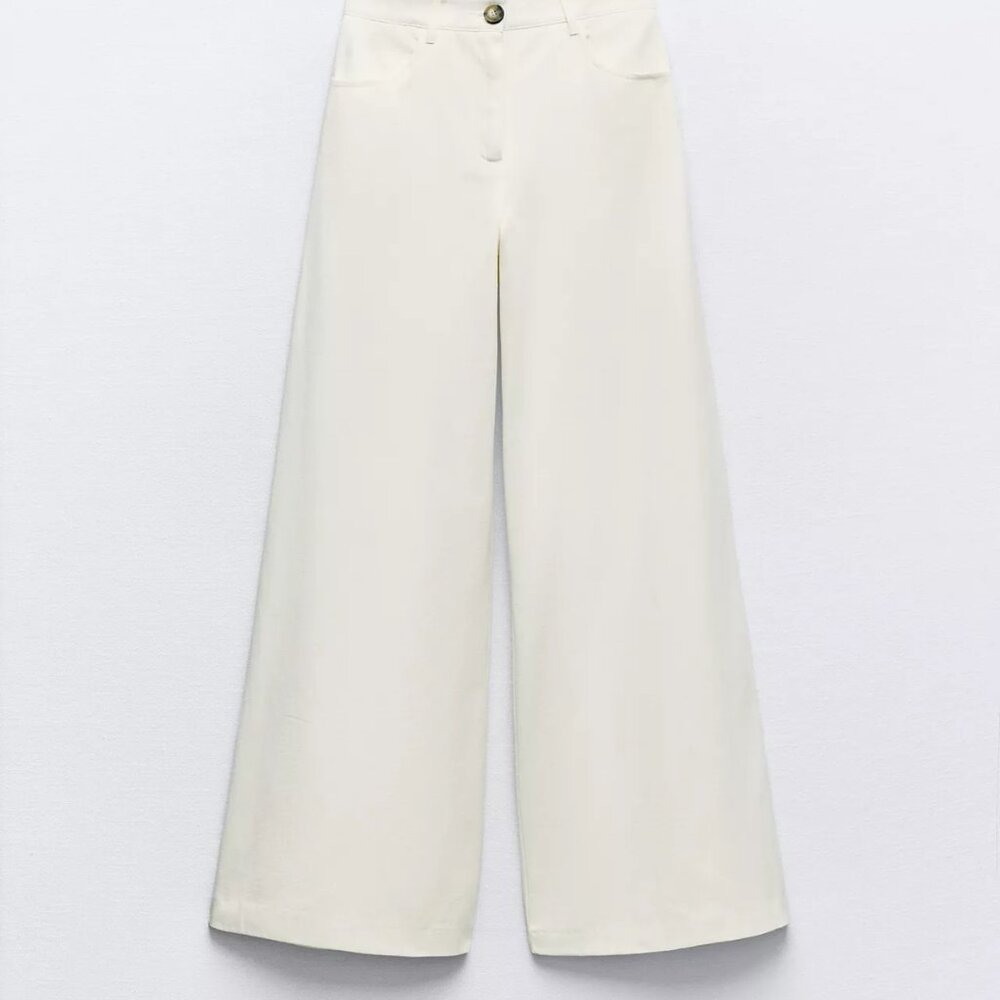 ZARA White Flared Pants